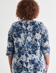 Studio Curve Supersoft Long Sleeve Floral Printed Top, Blues product photo View 02 S