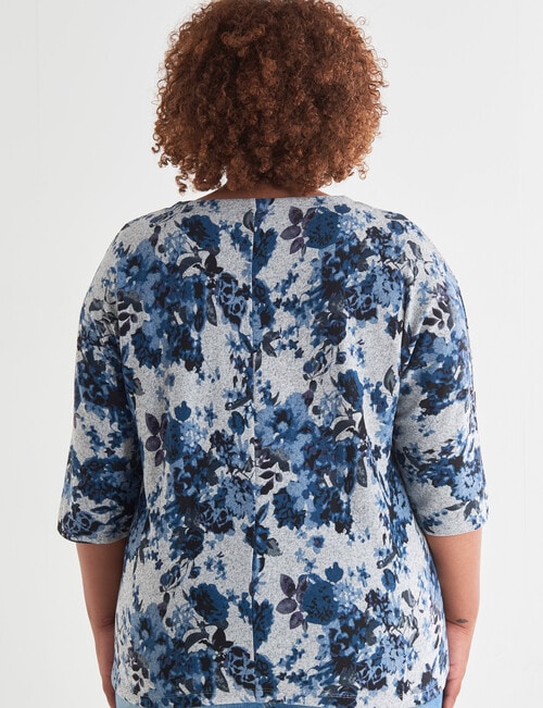 Studio Curve Supersoft Long Sleeve Floral Printed Top, Blues product photo View 02 L