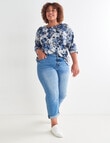 Studio Curve Supersoft Long Sleeve Floral Printed Top, Blues product photo View 03 S