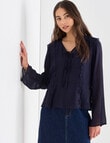 Mineral Lexie Tie Top, Navy product photo