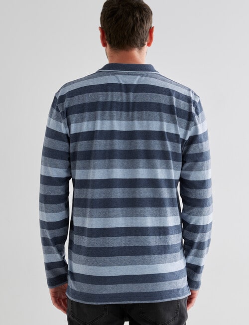 Chisel Engineered Long Sleeve Polo Shirt, Blue Stripe product photo View 02 L