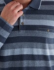 Chisel Engineered Long Sleeve Polo Shirt, Blue Stripe product photo View 04 S