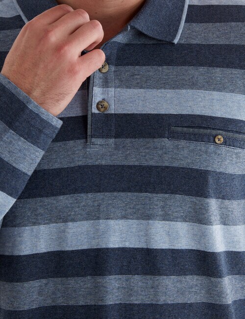Chisel Engineered Long Sleeve Polo Shirt, Blue Stripe product photo View 04 L