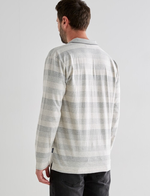 Chisel Engineered Long Sleeve Polo Shirt, Natural Stripe product photo View 02 L