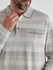 Chisel Engineered Long Sleeve Polo Shirt, Natural Stripe product photo View 04 S