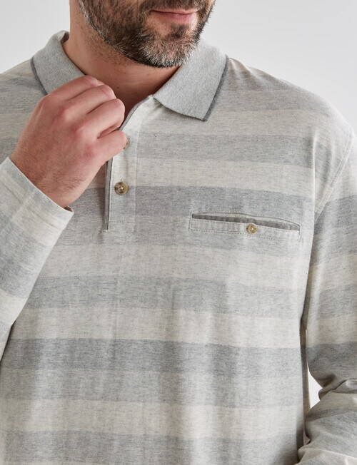 Chisel Engineered Long Sleeve Polo Shirt, Natural Stripe product photo View 04 L