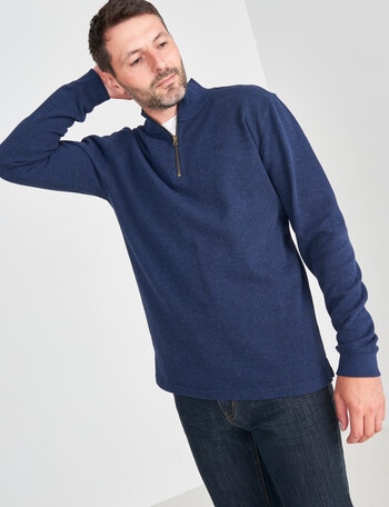 Chisel Lewis 1/4 Zip Fleece Sweater, Navy Marle product photo