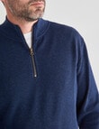 Chisel Lewis 1/4 Zip Fleece Sweater, Navy Marle product photo View 04 S