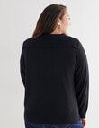 North South Curve Merino Blend Shawl Collar Jumper, Black product photo View 02 S
