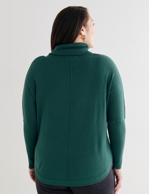 North South Curve Merino Blend Roll Neck Jumper, Emerald product photo View 02 L