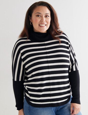 North South Curve Merino Blend Roll Neck Jumper, Stripe product photo