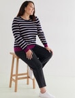 North South Curve Merino Blend Slimline Jumper, Berry Stripe product photo View 03 S