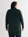 North South Curve Merino Blend Longline Cardigan, Emerald product photo View 02 S