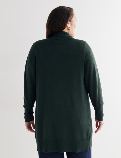 North South Curve Merino Blend Longline Cardigan, Emerald product photo View 02 L