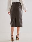 Whistle Faux Leather Ruched Pencil Skirt, Chocolate product photo View 02 S