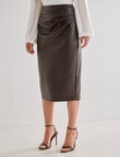 Whistle Faux Leather Ruched Pencil Skirt, Chocolate product photo View 04 S