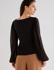 Whistle Long Sleeve Square Neck Jumper, Black product photo View 02 S