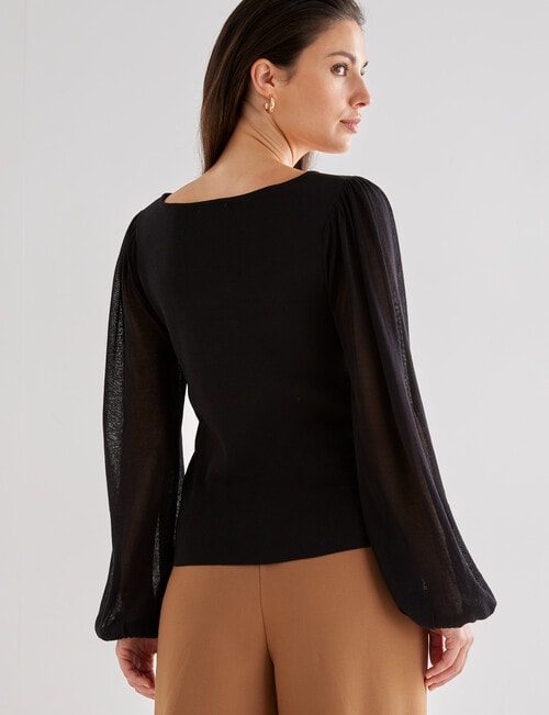 Whistle Long Sleeve Square Neck Jumper, Black product photo View 02 L
