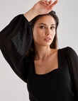 Whistle Long Sleeve Square Neck Jumper, Black product photo View 04 S