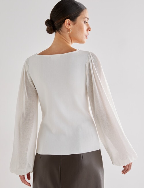 Whistle Long Sleeve Square Neck Jumper, Winter White product photo View 02 L