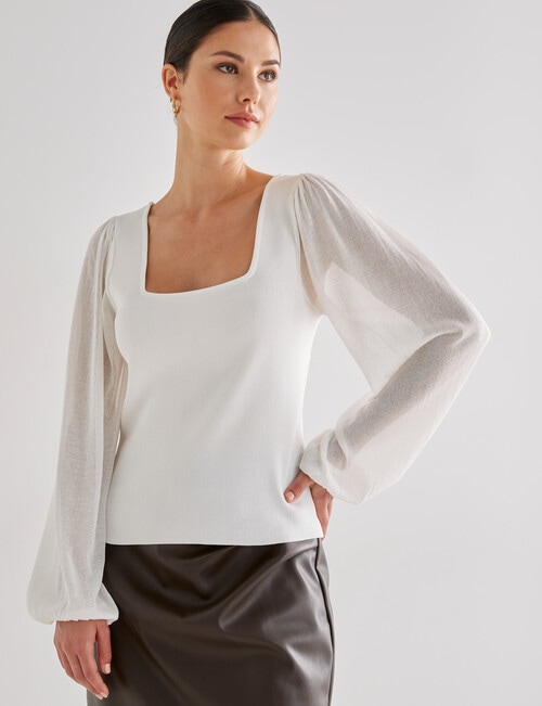 Whistle Long Sleeve Square Neck Jumper, Winter White product photo View 06 L