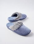 Lyric Fluffy Chenille Scuff Slippers, Blue & Grey product photo View 02 S