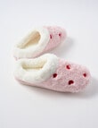 Whistle Sleep Hearts Fleece Scuff Slippers, Blush product photo View 02 S
