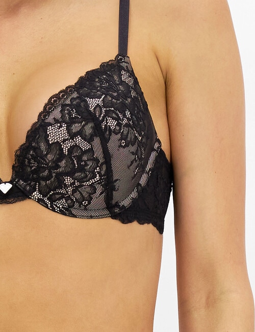 Temple Luxe Lace Push Up Bra, Black, 10A-14DD product photo View 06 L