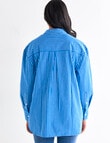 Zest Peached Oversize Shirt, Blue & White Stripe product photo View 02 S