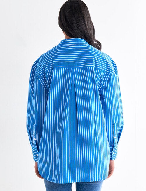 Zest Peached Oversize Shirt, Blue & White Stripe product photo View 02 L