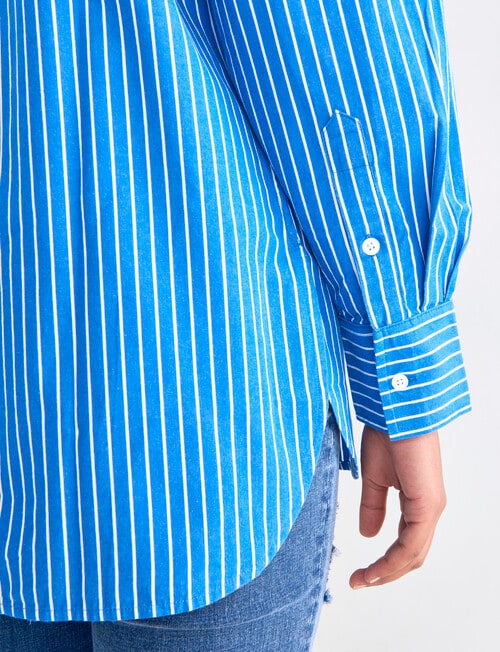 Zest Peached Oversize Shirt, Blue & White Stripe product photo View 06 L