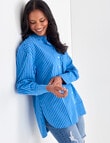 Zest Peached Oversize Shirt, Blue & White Stripe product photo View 07 S
