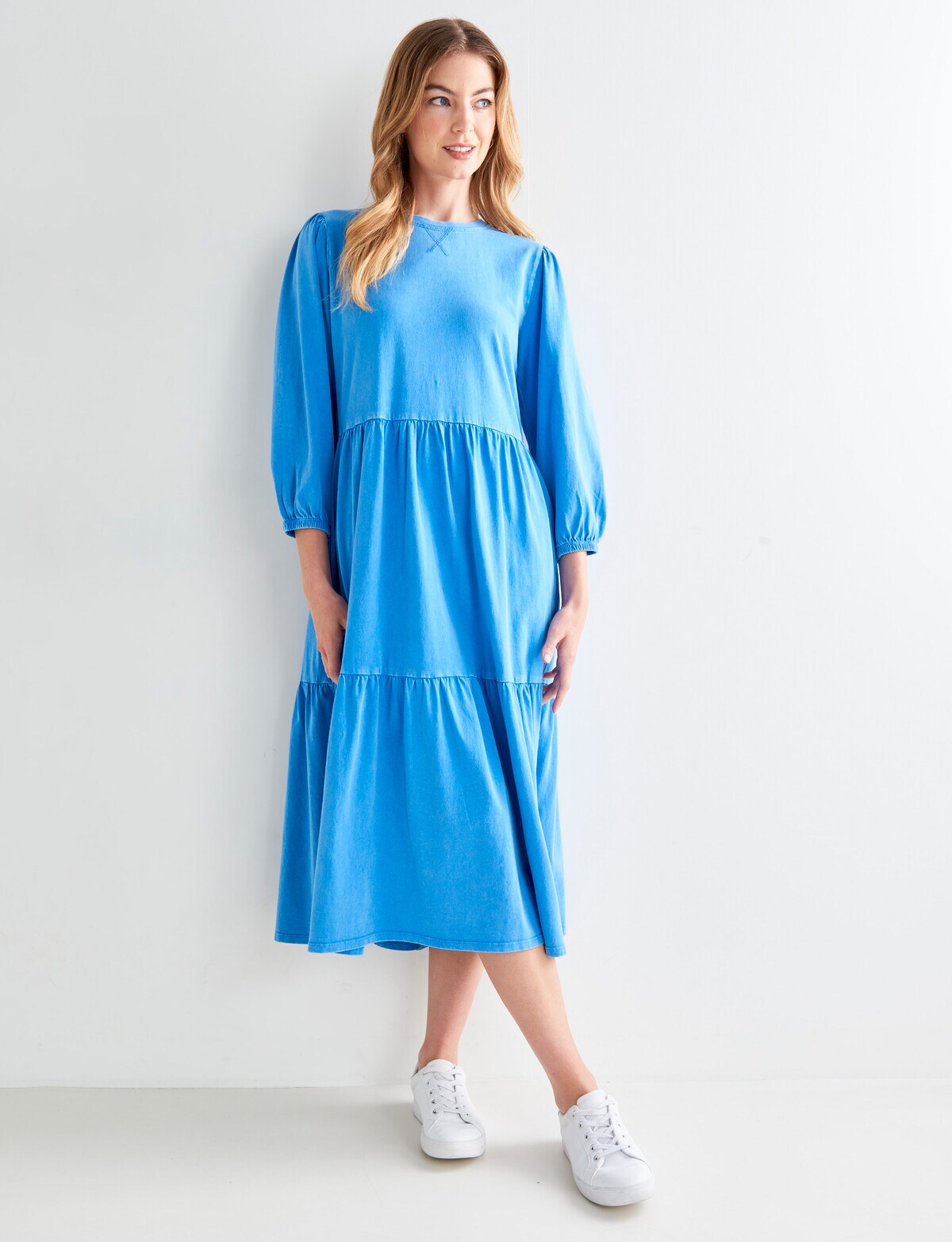 Zest Jersey Dress, Blue Wash Midi Dresses