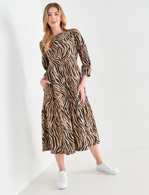 Zest Jersey Dress, Animal Stripe product photo