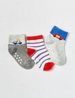 Simon De Winter Road Trip Crew Sock, 3-Pack, Blue, Red & Grey product photo