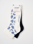 Jockey Woman Fine Circulation Anklet 2Pk Blue Floral 3-8 product photo View 02 S
