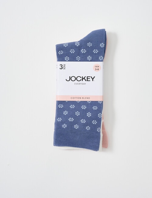 Jockey Cotton Crew Socks, 3-Pack, Blue,White & Bandi, 3-8 product photo View 02 L