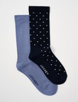 Jockey Fine Circulation Crew Socks, 2-Pack, Navy Blue, 3-8 product photo