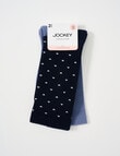 Jockey Fine Circulation Crew Socks, 2-Pack, Navy Blue, 3-8 product photo View 02 S