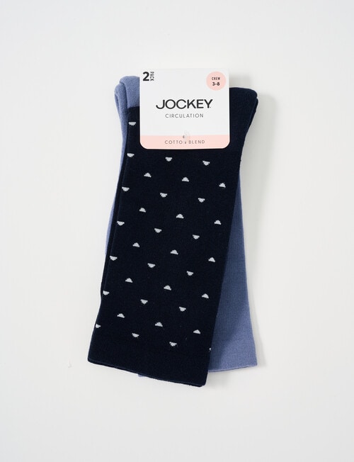 Jockey Fine Circulation Crew Socks, 2-Pack, Navy Blue, 3-8 product photo View 02 L