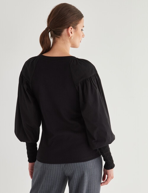 State of play Delilah Knit Woven Top, Black product photo View 02 L