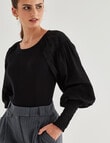 State of play Delilah Knit Woven Top, Black product photo View 04 S