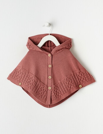 Teeny Weeny Maeve's Enchanted Wood Knit Poncho, Elsie Pink product photo