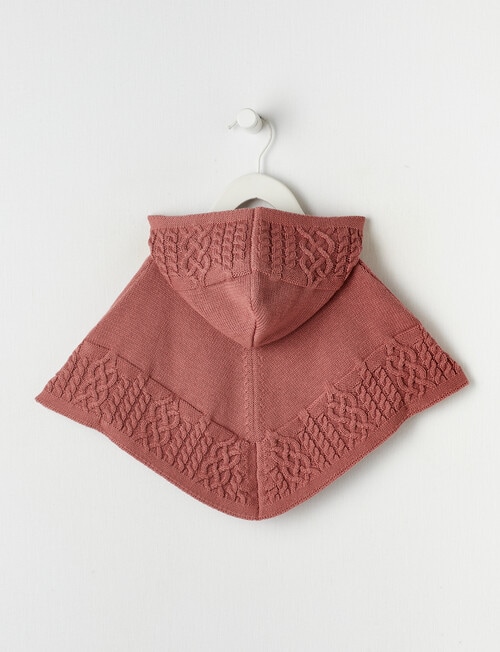 Teeny Weeny Maeve's Enchanted Wood Knit Poncho, Elsie Pink product photo View 02 L