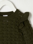 Teeny Weeny Frilled Knit Jumper, Blackboard Green product photo View 02 S
