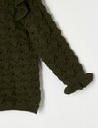 Teeny Weeny Frilled Knit Jumper, Blackboard Green product photo View 03 S