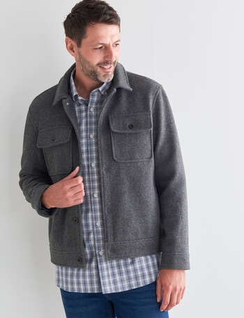 Chisel Button Front Jacket, Charcoal Marle product photo