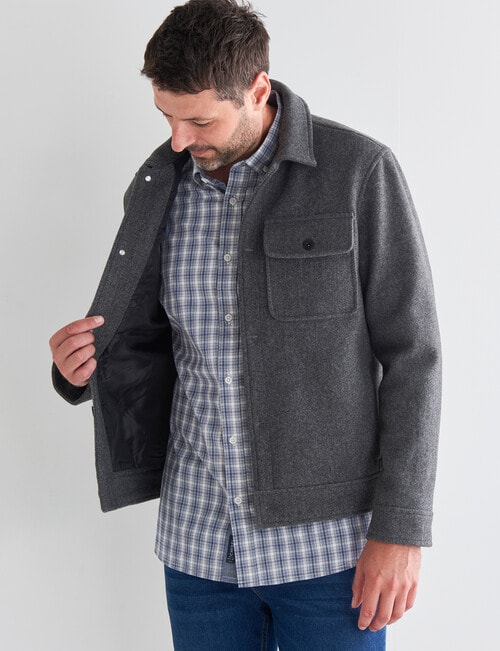 Chisel Button Front Jacket, Charcoal Marle product photo View 05 L