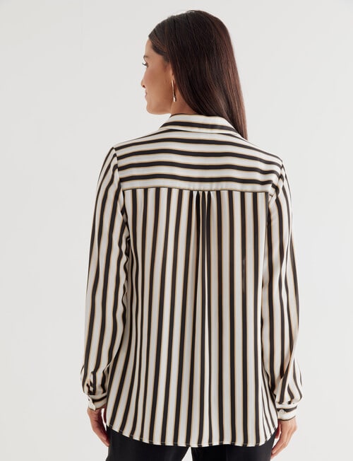 Oliver Black Stripe Long Sleeve Collar Shirt, Black & Tan product photo View 02 L