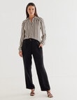 Oliver Black Stripe Long Sleeve Collar Shirt, Black & Tan product photo View 03 S